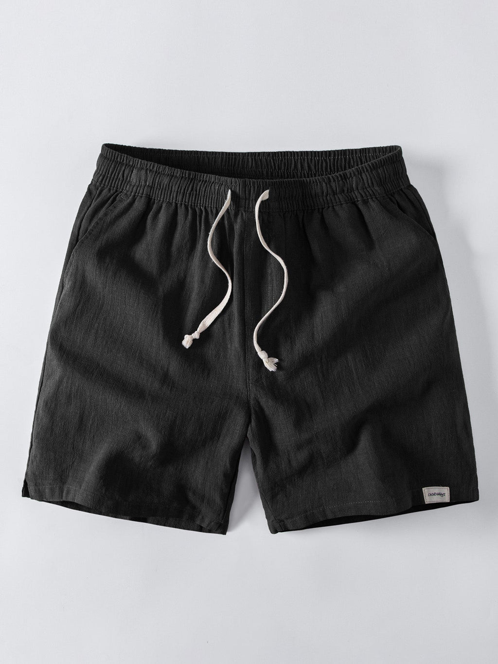 Camisa abotonada de mezcla de lino y rayón y pantalones cortos de 7" con cordón de ajuste de mezcla de lino