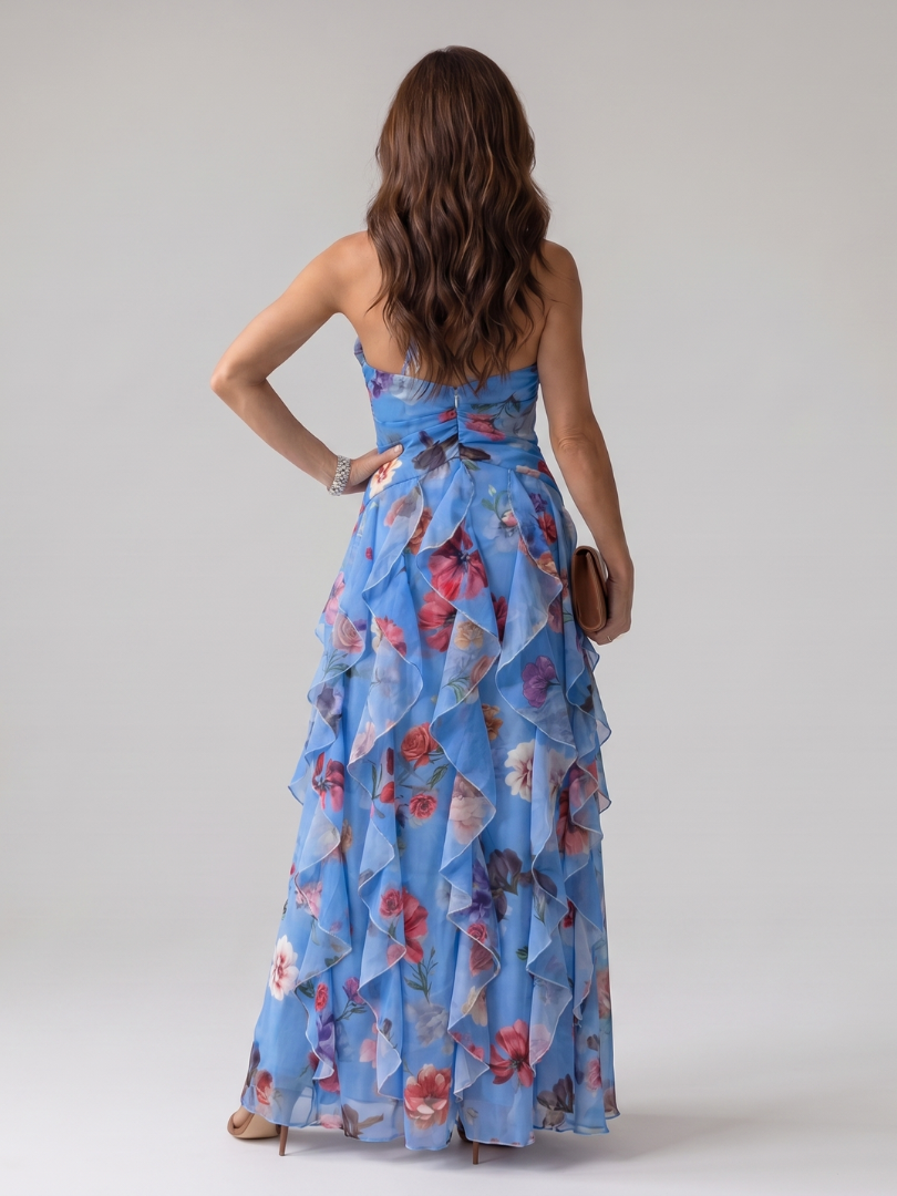 Sage | Vestido Maxi Floral con Cuello Halter
