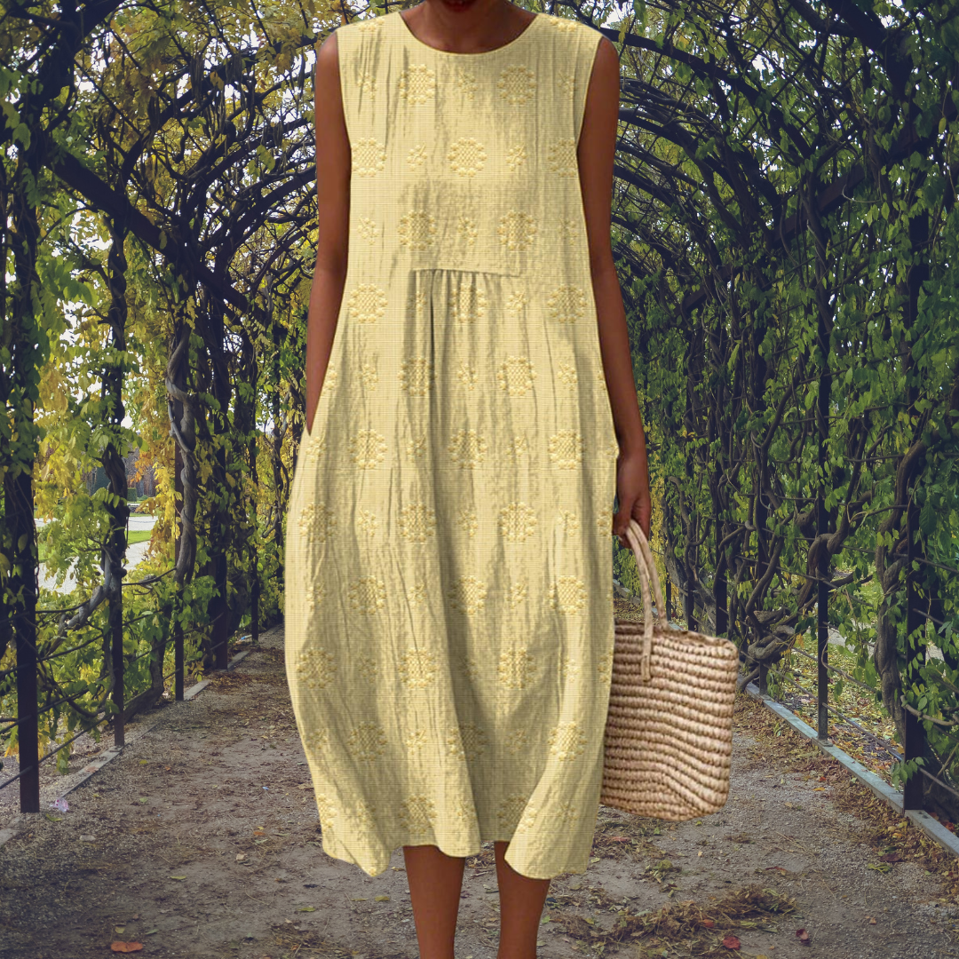 Aikaterini – Vestido Elegante sin Mangas con Bolsillos