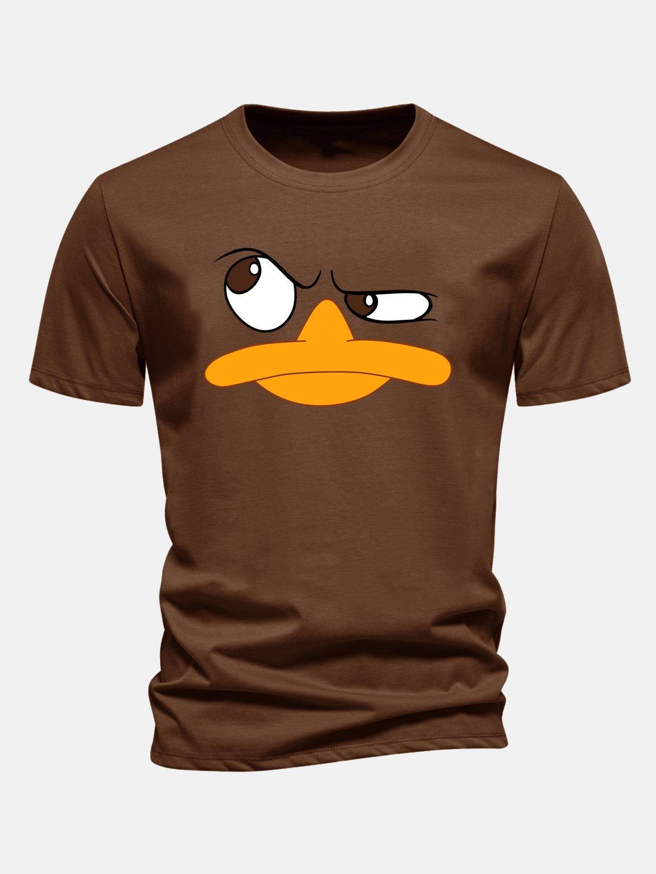 Regular Fit Emoji Duck Print Cotton T-Shirt