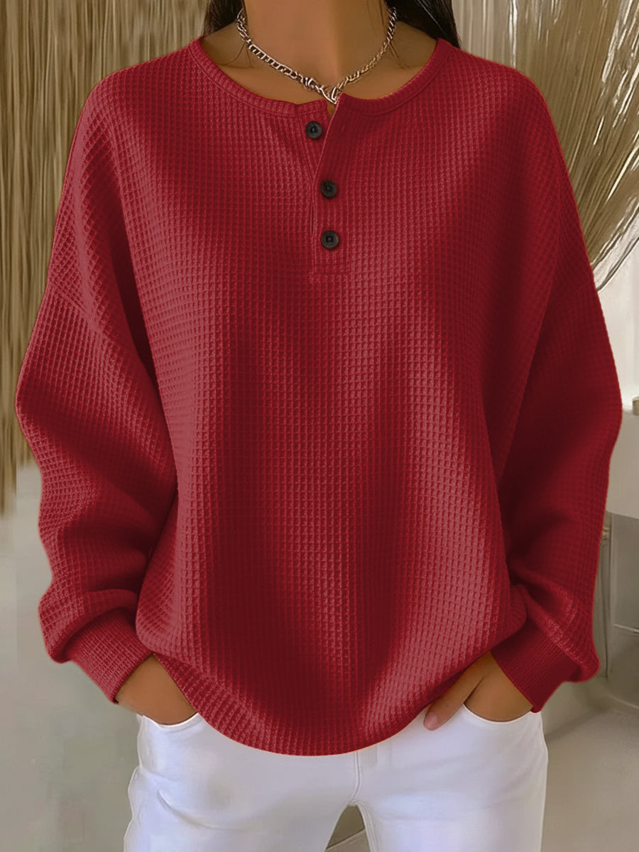 Mirabel | Sudadera Henley de Punto Gofre Acogedora