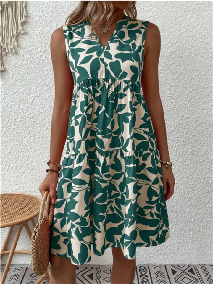 Gemma | Vestido Botánico Escalonado Sin Mangas