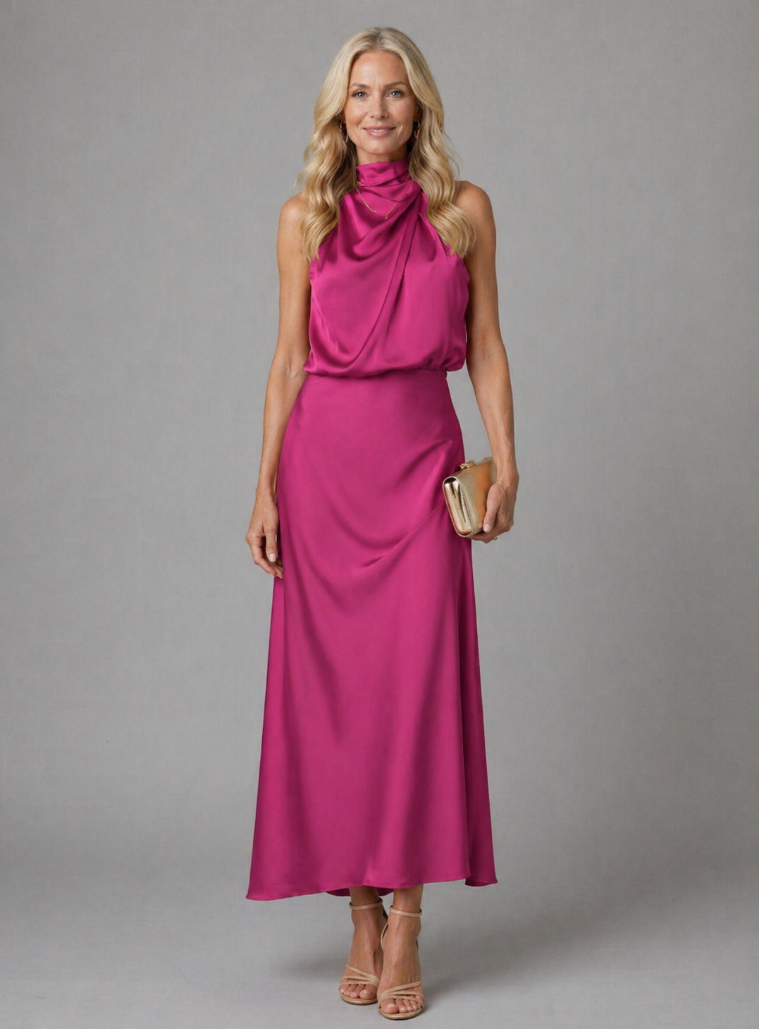 Amelia | Vestido Maxi Halter Drapeado