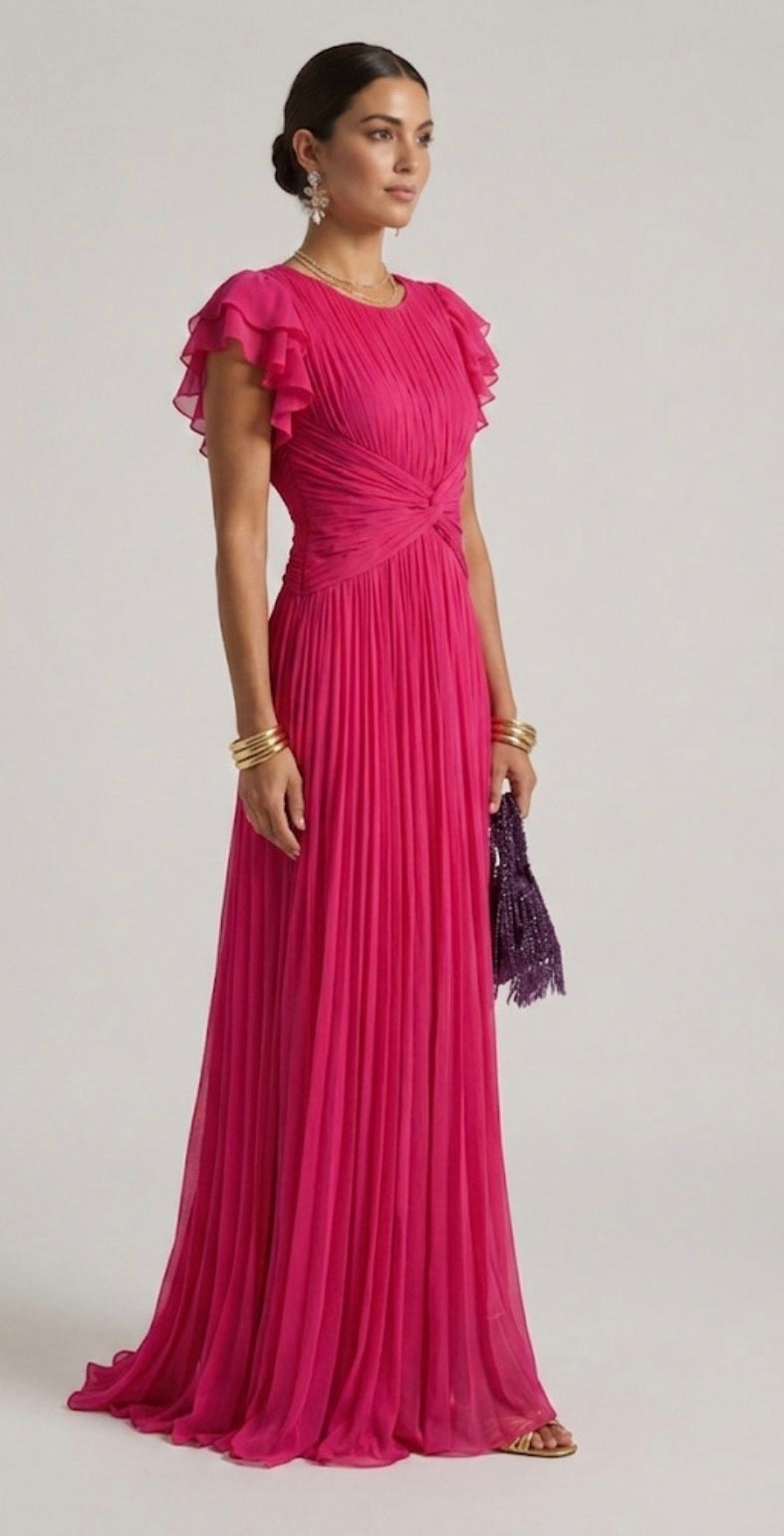 Elara | Vestido de Noche Plisado Fluido