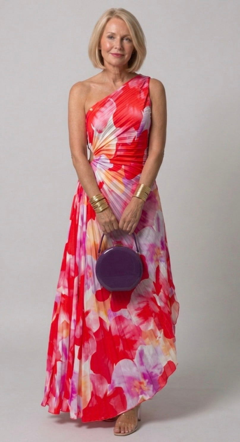 Valentina | Vestido Maxi Plisado de un Hombro