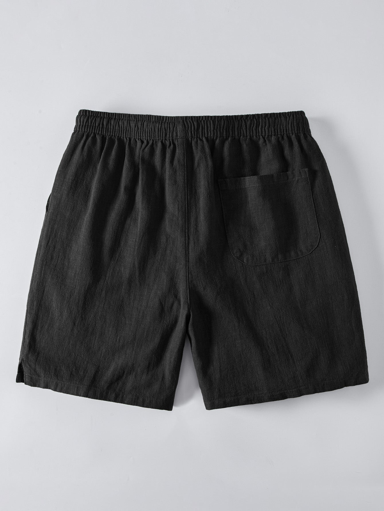 Camisa abotonada de mezcla de lino y rayón y pantalones cortos de 7" con cordón de ajuste de mezcla de lino