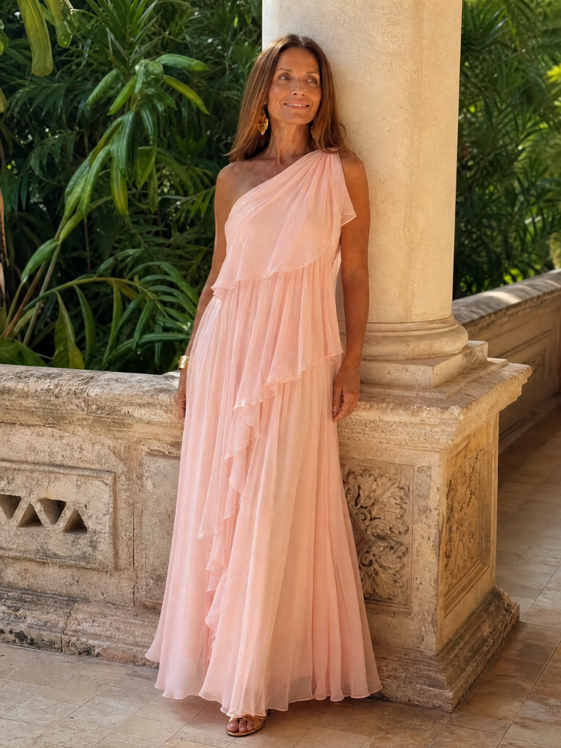 Eliana | Vestido Maxi de Un Hombro en Gasa