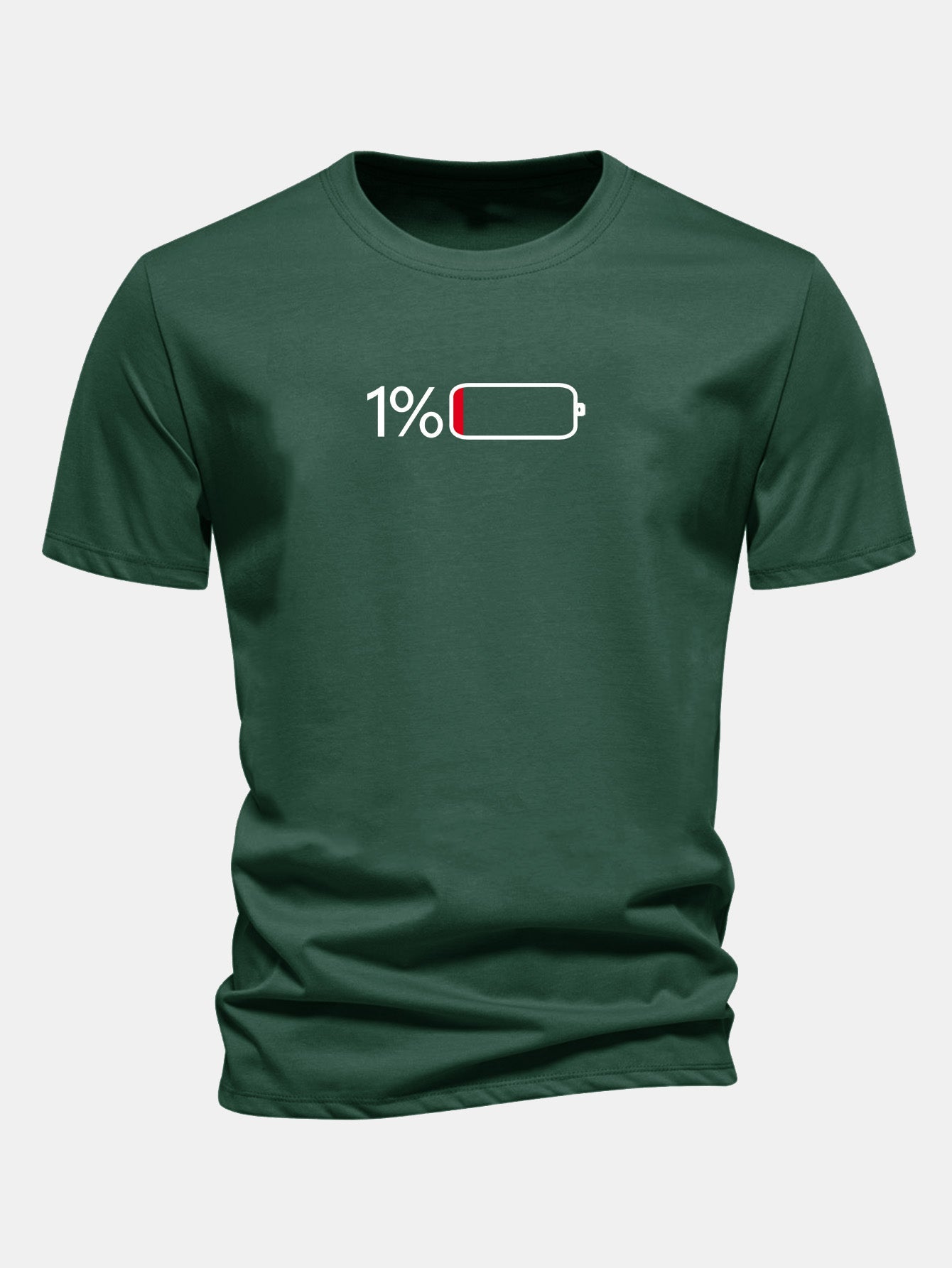 Camiseta de algodón con estampado de pilas, corte regular, 1 %