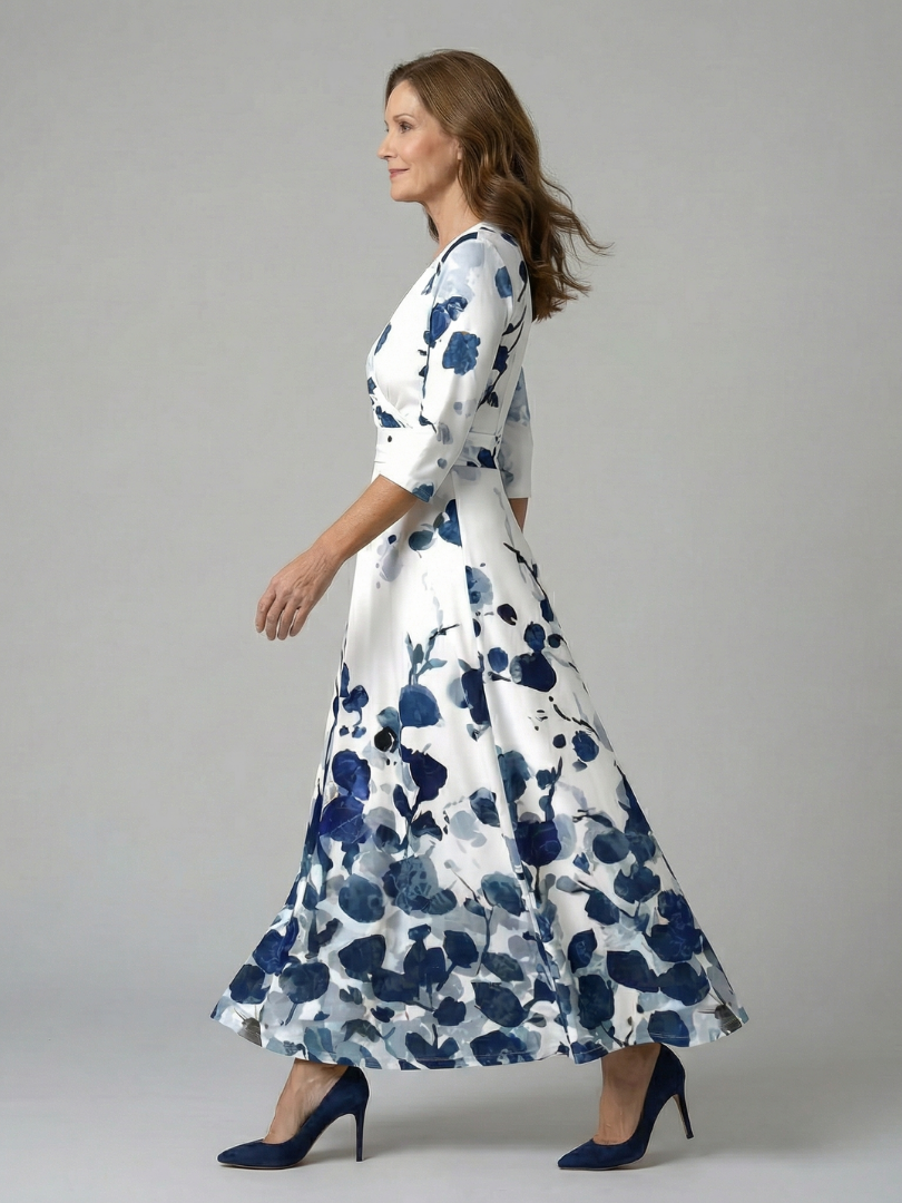 Morwenna | Vestido largo cruzado floral