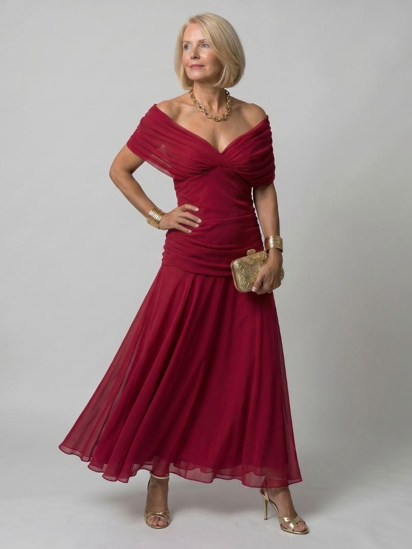 Cassia | Vestido de Noche Fluido con Hombros Descubiertos