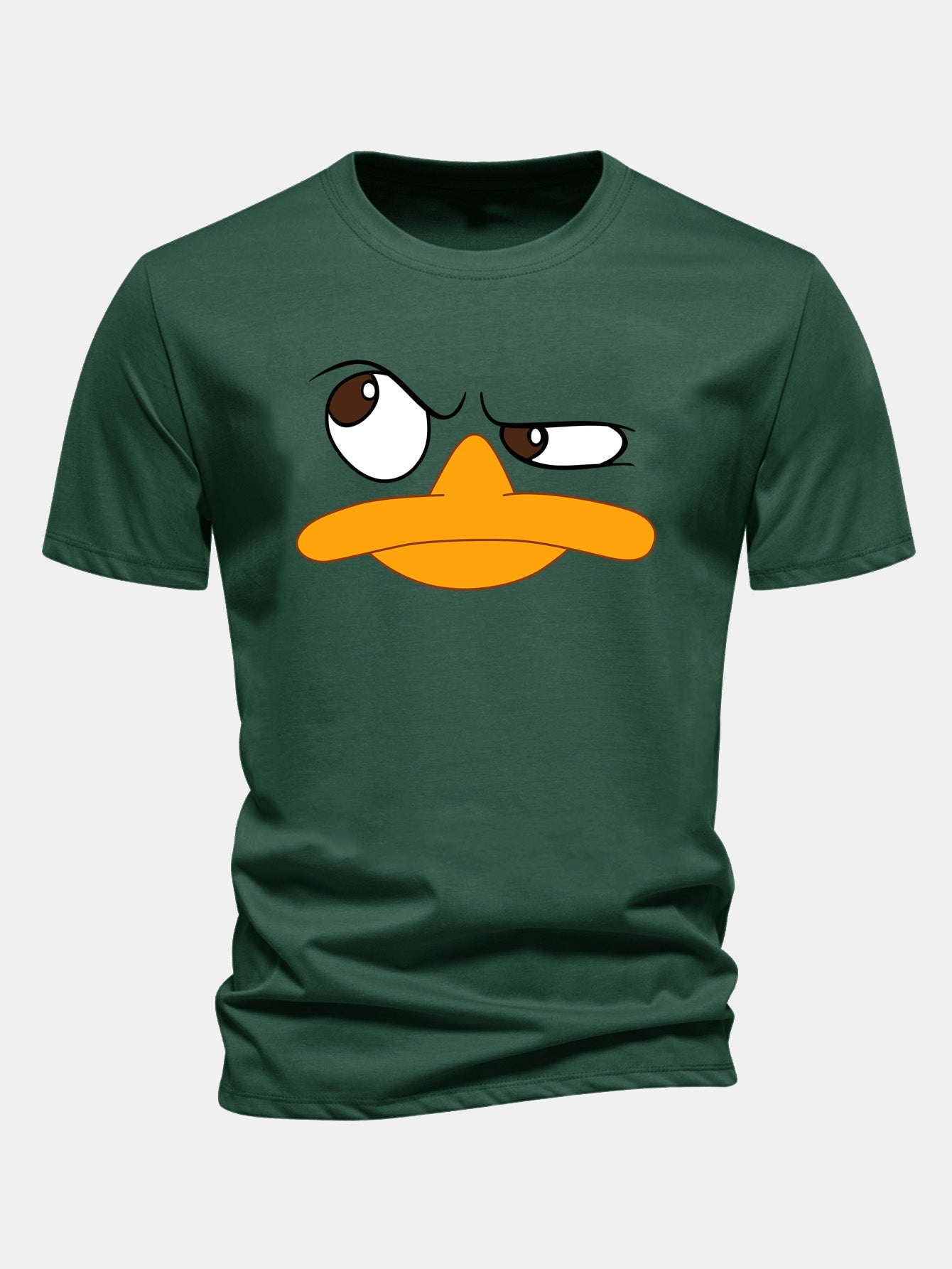 Regular Fit Emoji Duck Print Cotton T-Shirt