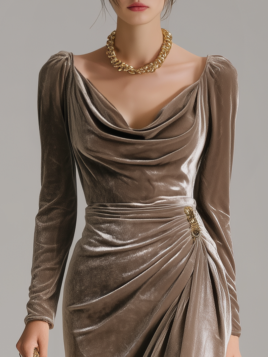 Liora™: vestido midi drapeado y elegante