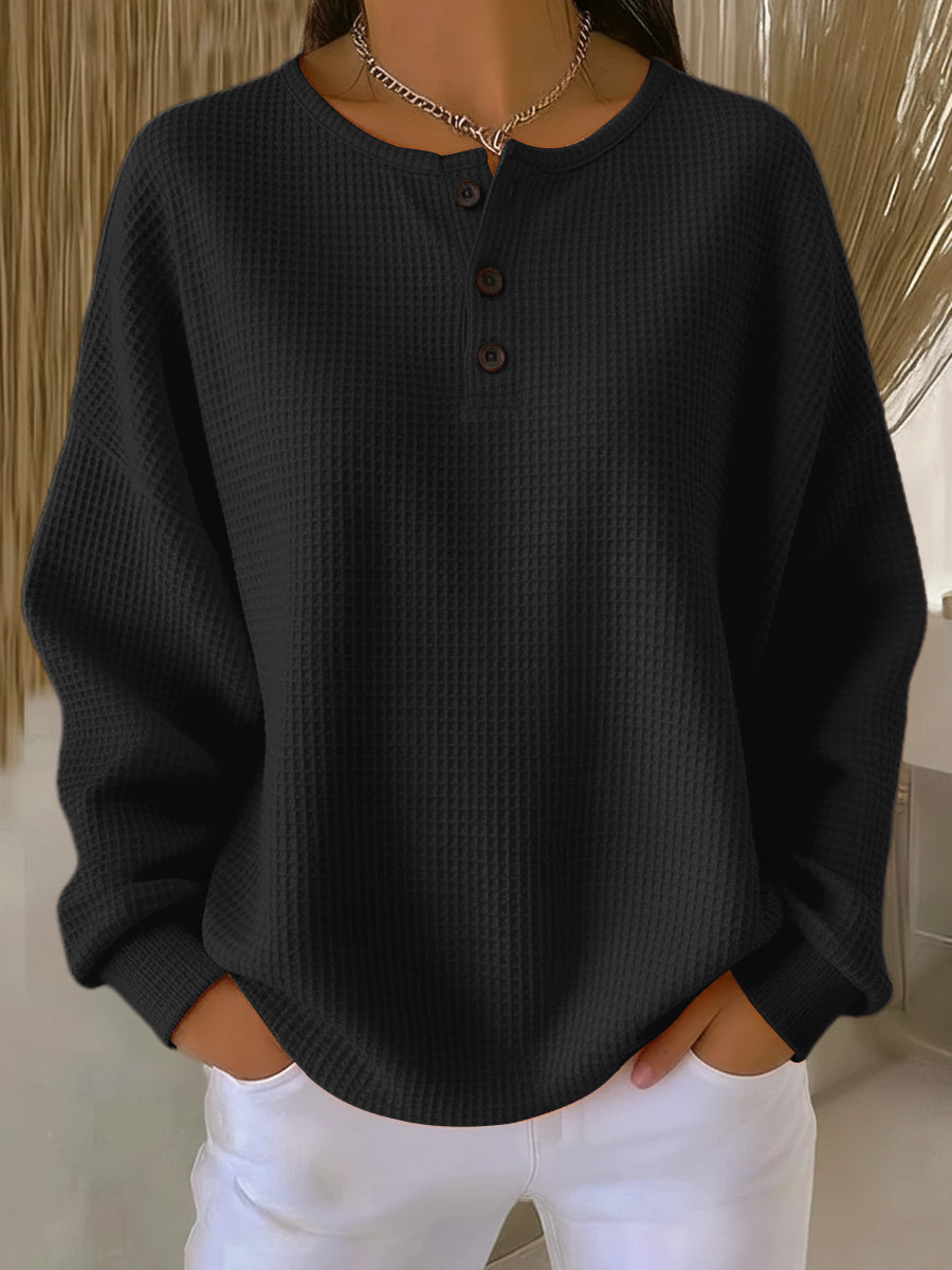 Mirabel | Sudadera Henley de Punto Gofre Acogedora