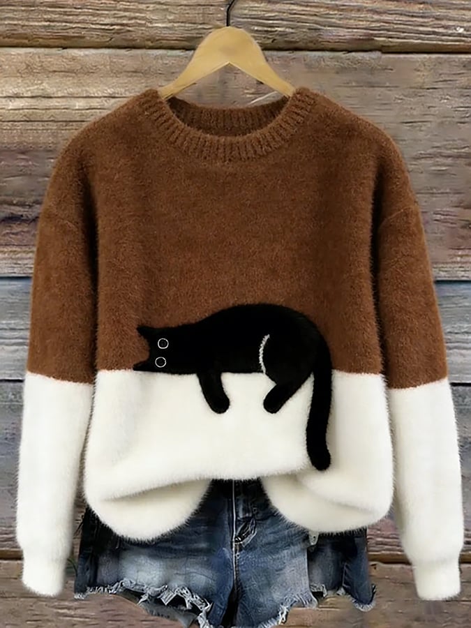 Aileen™ | Jersey Oversize Elegante con Estampado de Gatos