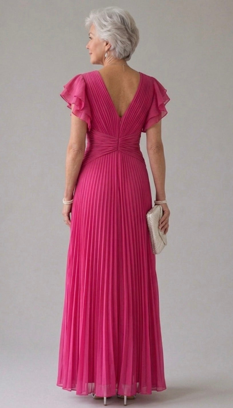 Elara | Vestido de Noche Plisado Fluido