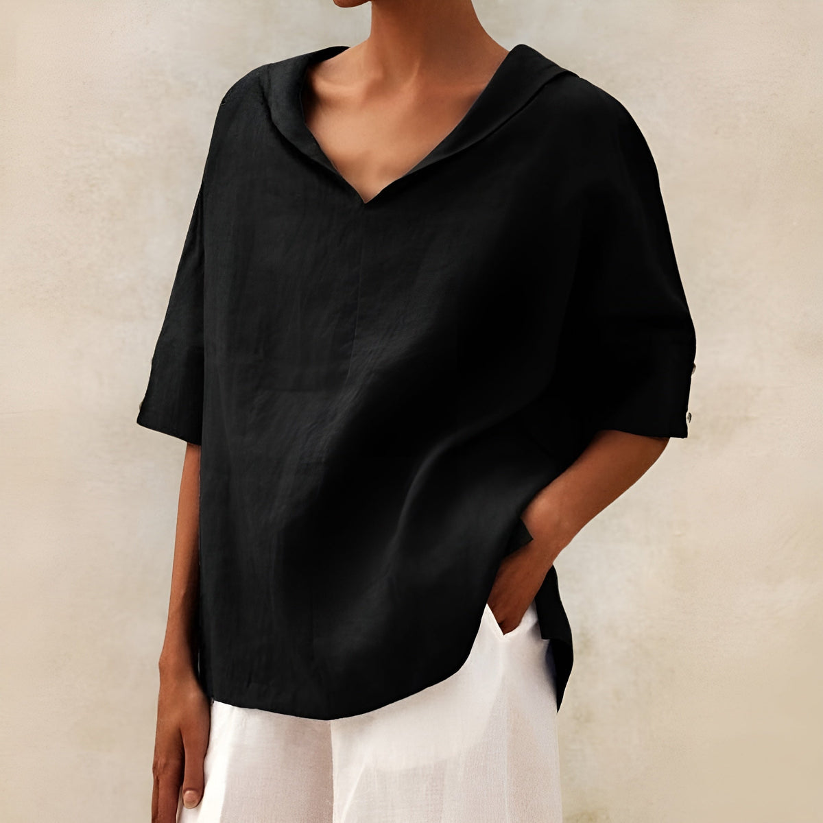 Emily - Blusa Diaria con Escote en V con Estilo