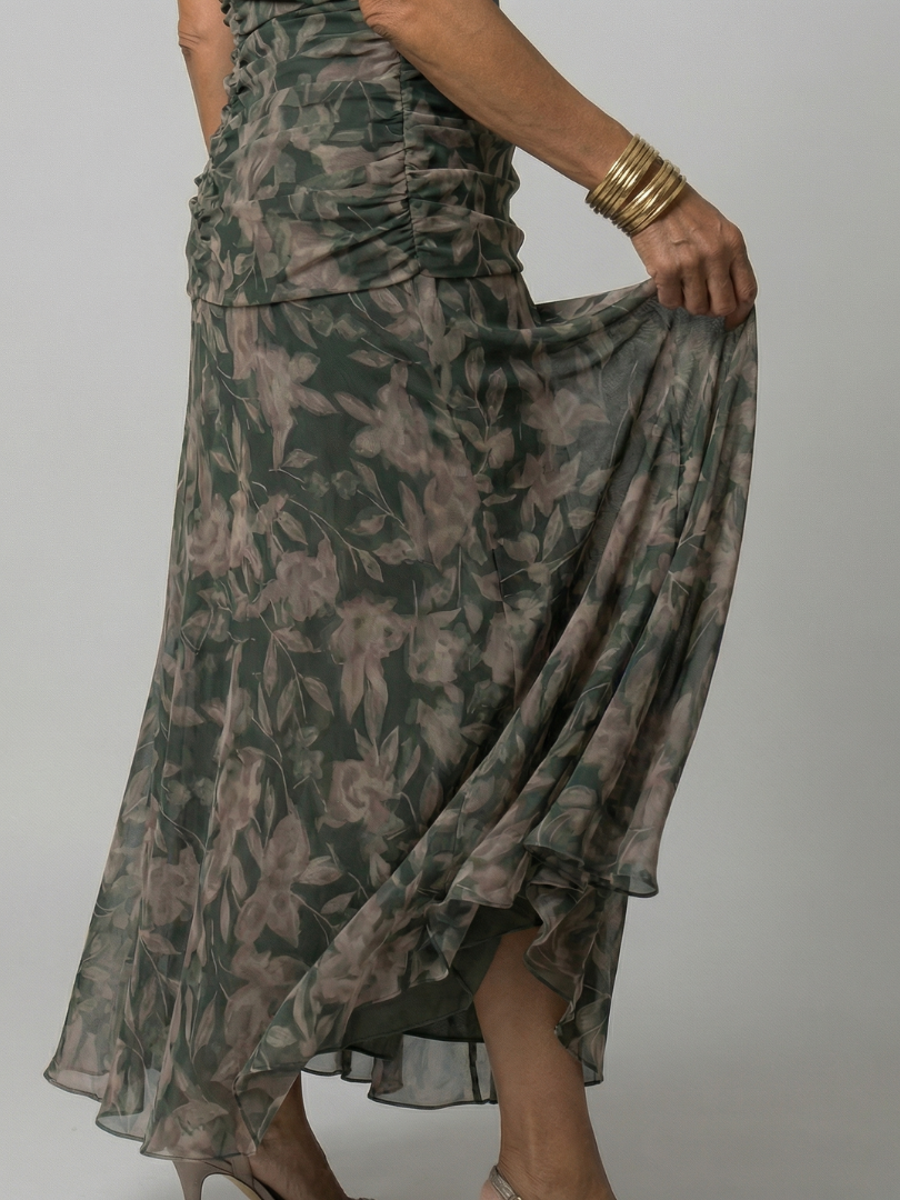 Calen | Vestido Midi Fluido de Hombros Descubiertos