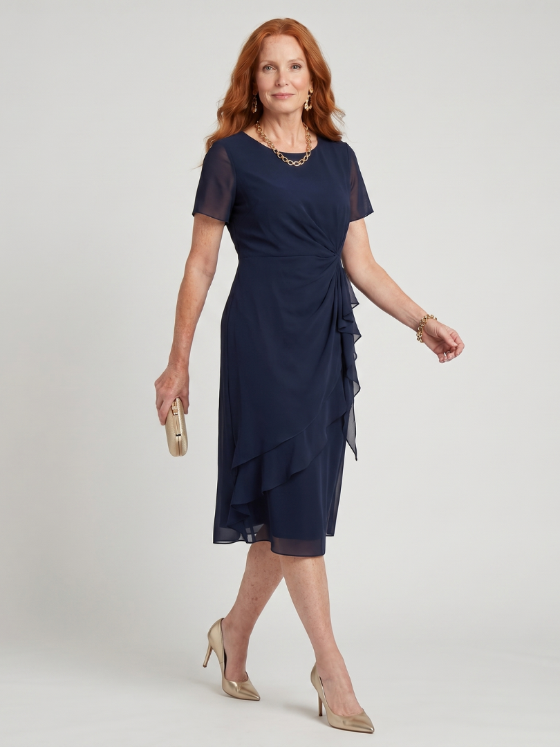 Eira™ | Vestido Midi Elegante con Bajo por Capas y Mangas Transparentes