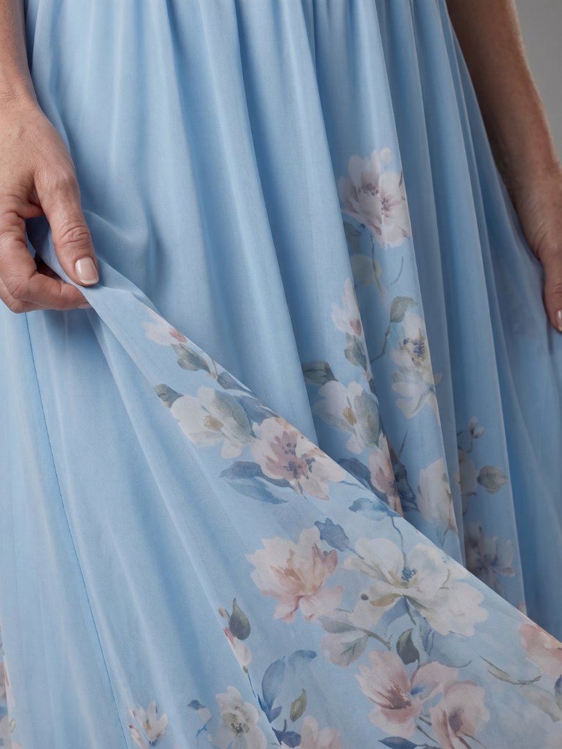 Bethany | Vestido Maxi Sin Mangas con Bajo Floral