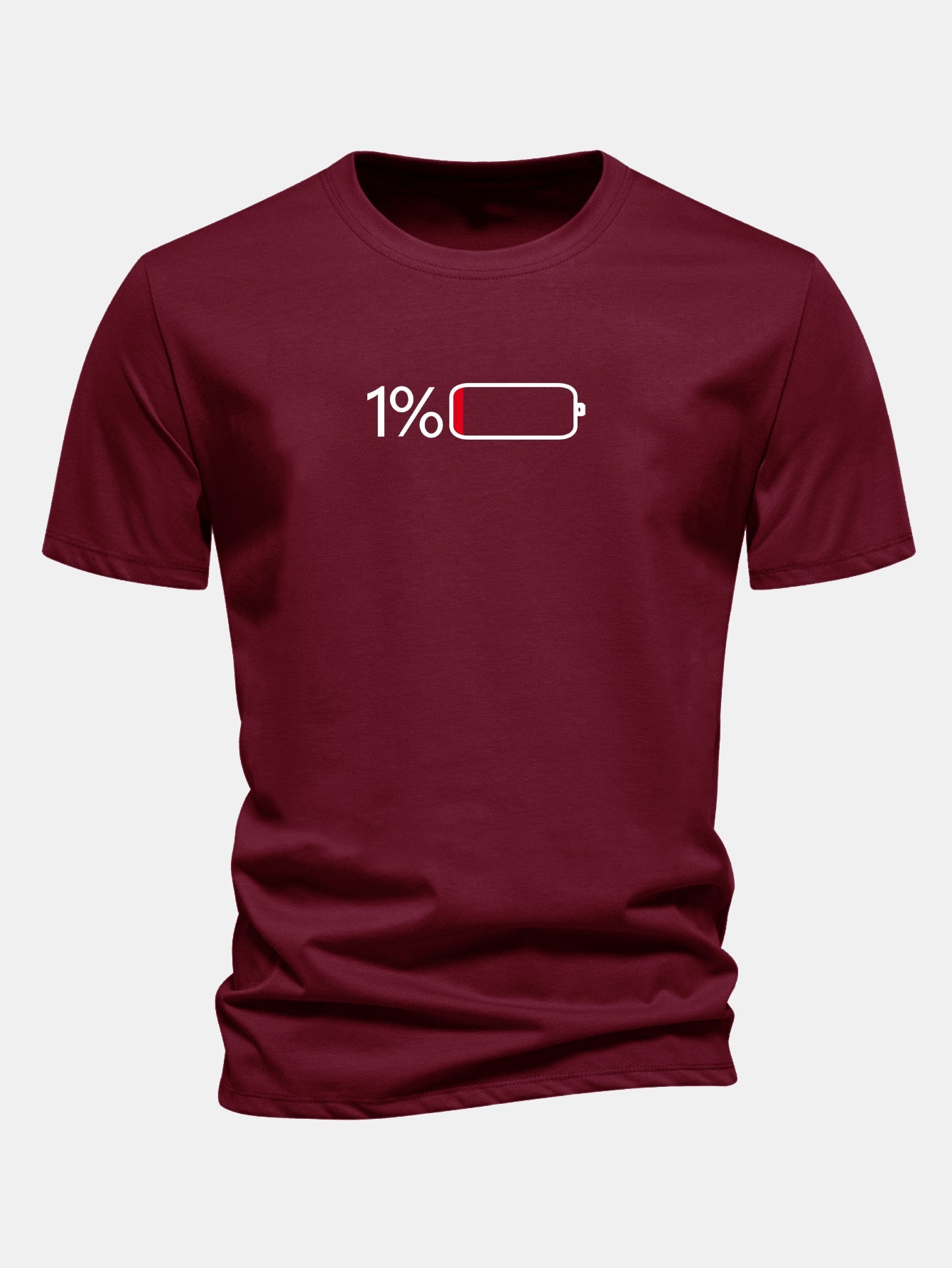 Camiseta de algodón con estampado de pilas, corte regular, 1 %