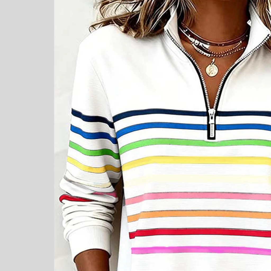Prismette™ | Sudadera de Rayas de Colores con Media Cremallera