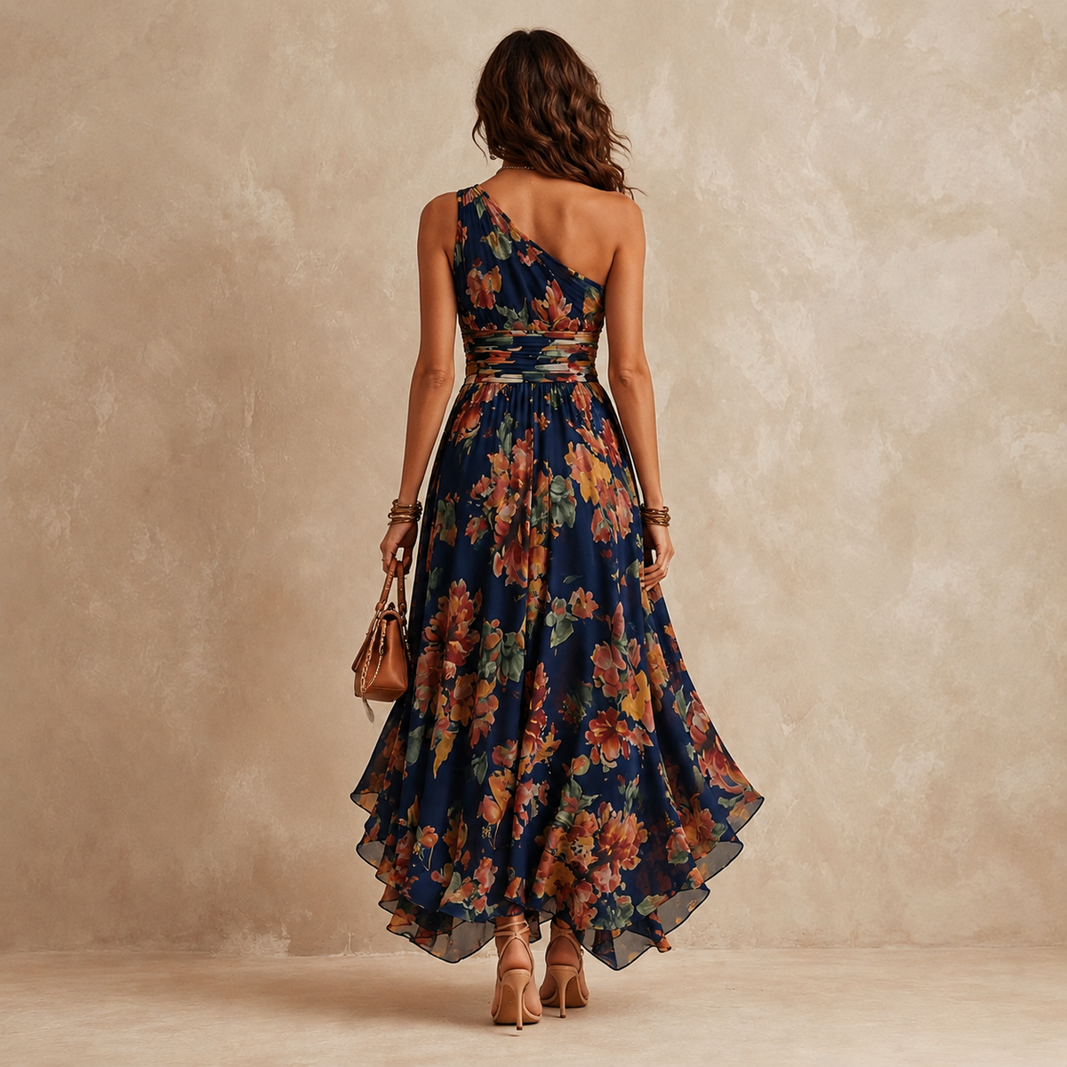 Celeste | Maxivestido Floral de Un Hombro