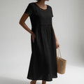 Olivia - Vestido Midi con Detalle de Bordado Calado