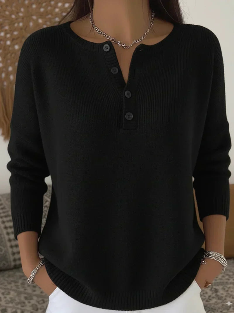 Helena | Suéter de Punto Henley con Botones