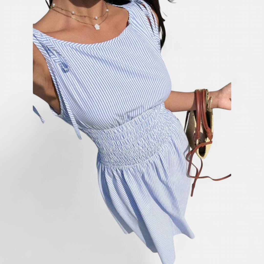 PERNETTE™ – Vestido midi de vichy con cintura fruncida