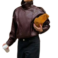 VANYA™: chaqueta de piel vintage con textura de lichi