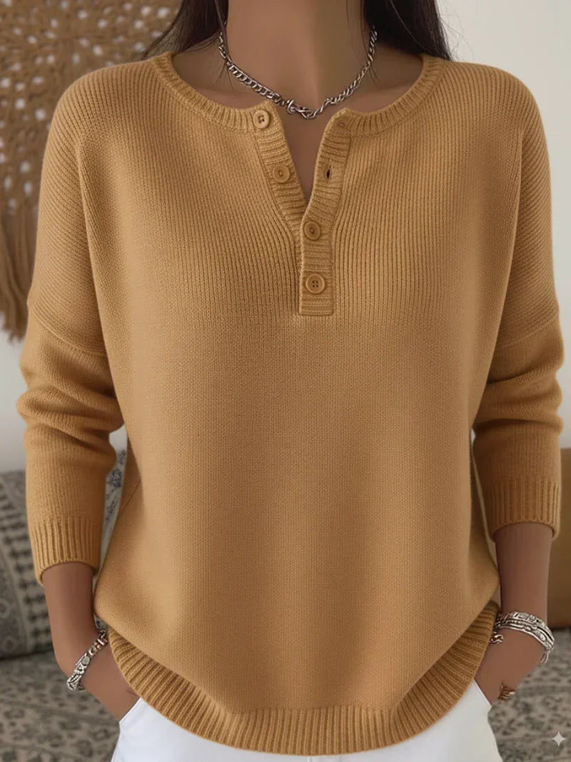 Helena | Suéter de Punto Henley con Botones