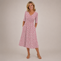 COLETTE | VESTIDO MIDI ELEGANTE Y FAVORECEDOR CON LUNARES PARA EL ABDOMEN