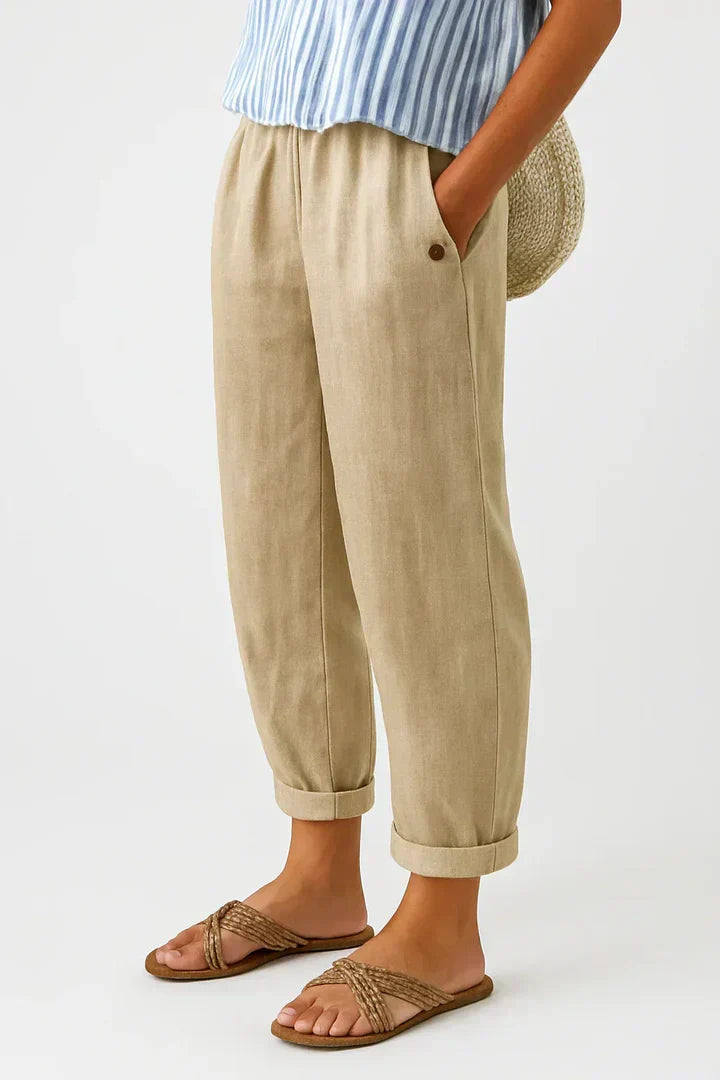 Larson - Pantalón de Lino y Algodón Ligero