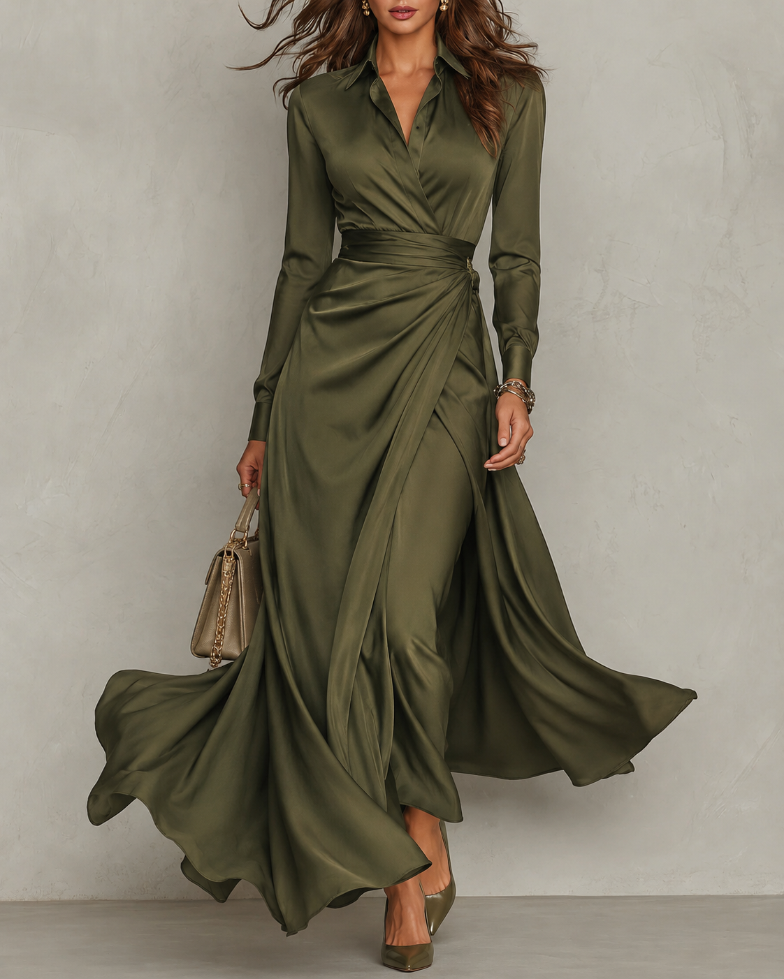Norah | Vestido midi camisero fruncido