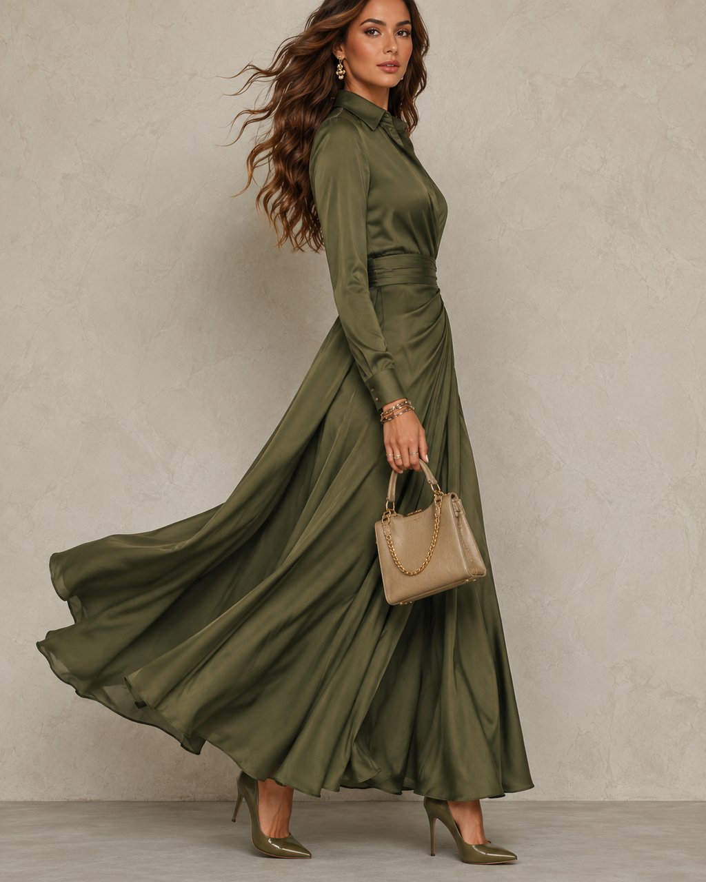 Norah | Vestido midi camisero fruncido