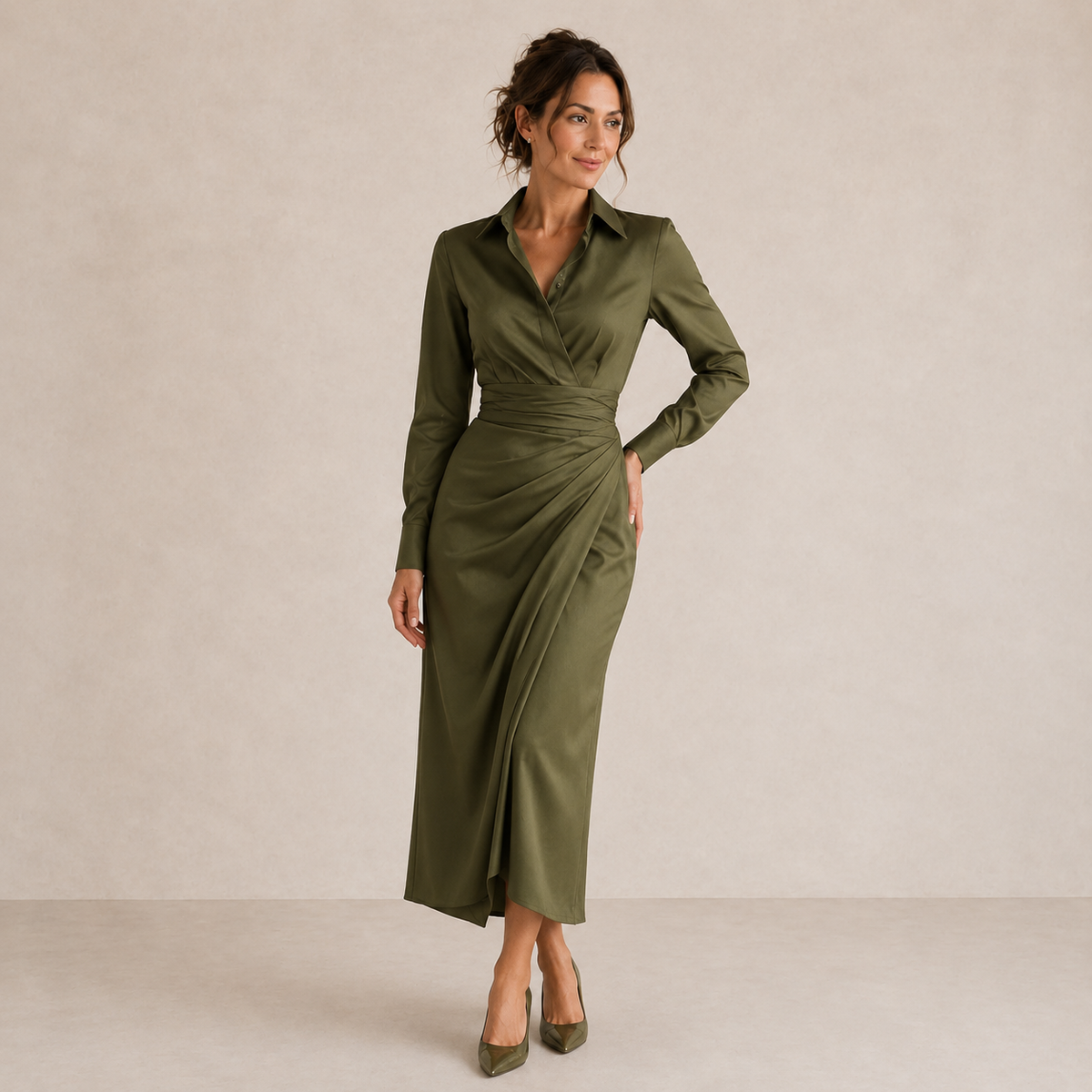 Hesper | Vestido largo cruzado verde