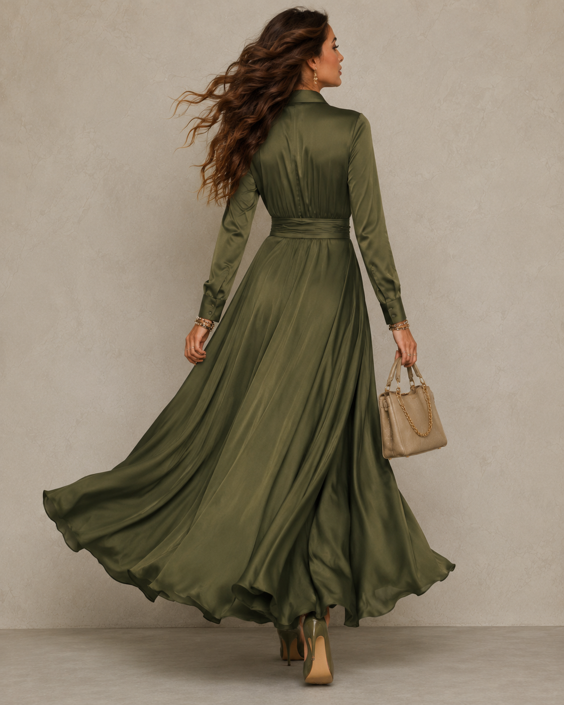 Norah | Vestido midi camisero fruncido
