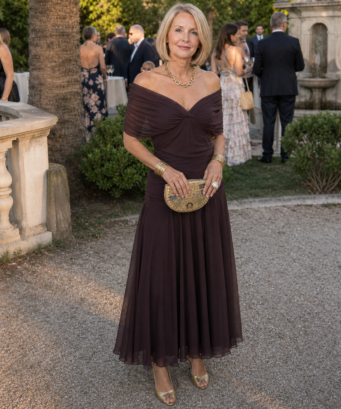 Cassia | Vestido de Noche Fluido con Hombros Descubiertos