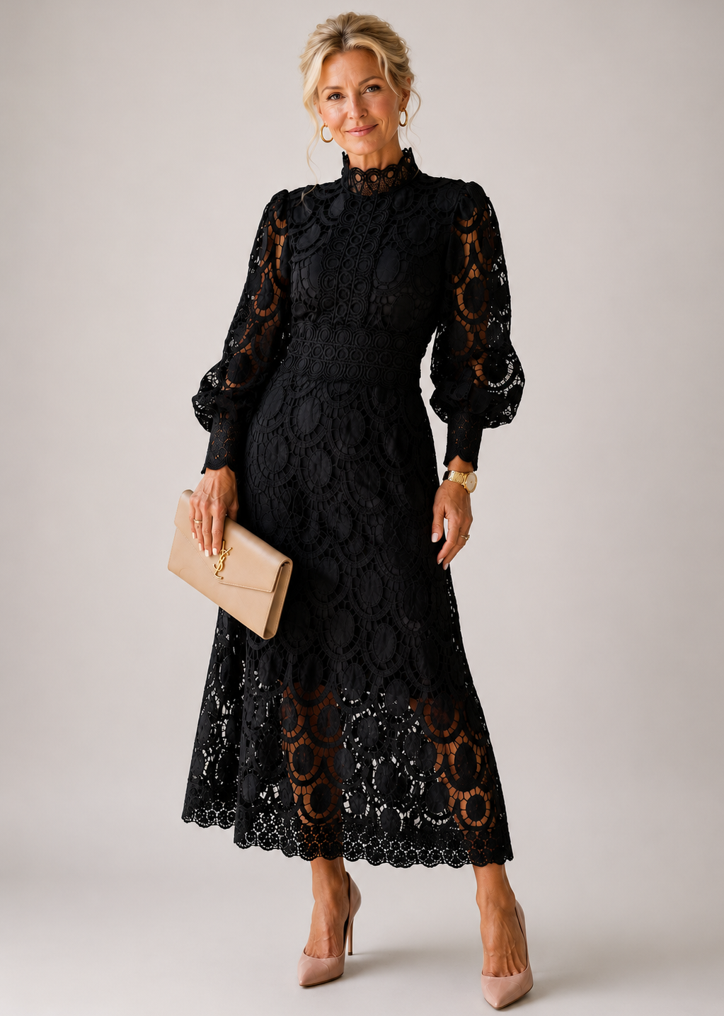 Blythe | Vestido Midi de Encaje Festoneado