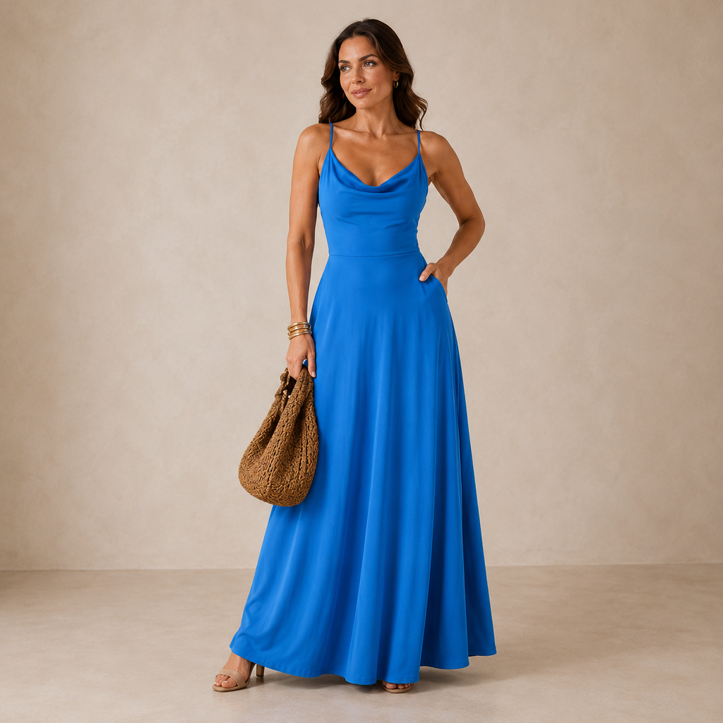 Sybil | Vestido largo con escote drapeado