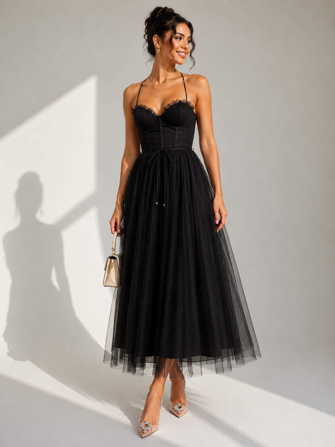 Ines | Vestido midi ceñido a la cintura