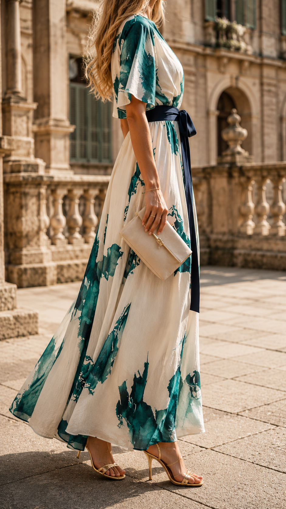 Anica | Vestido Largo Estampado Acuarela