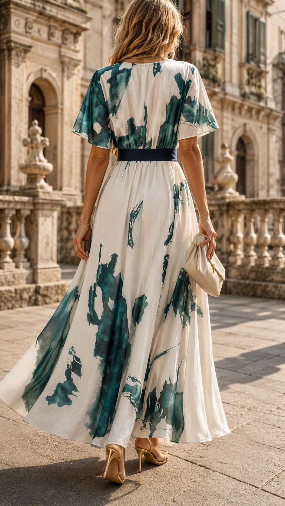 Anica | Vestido Largo Estampado Acuarela