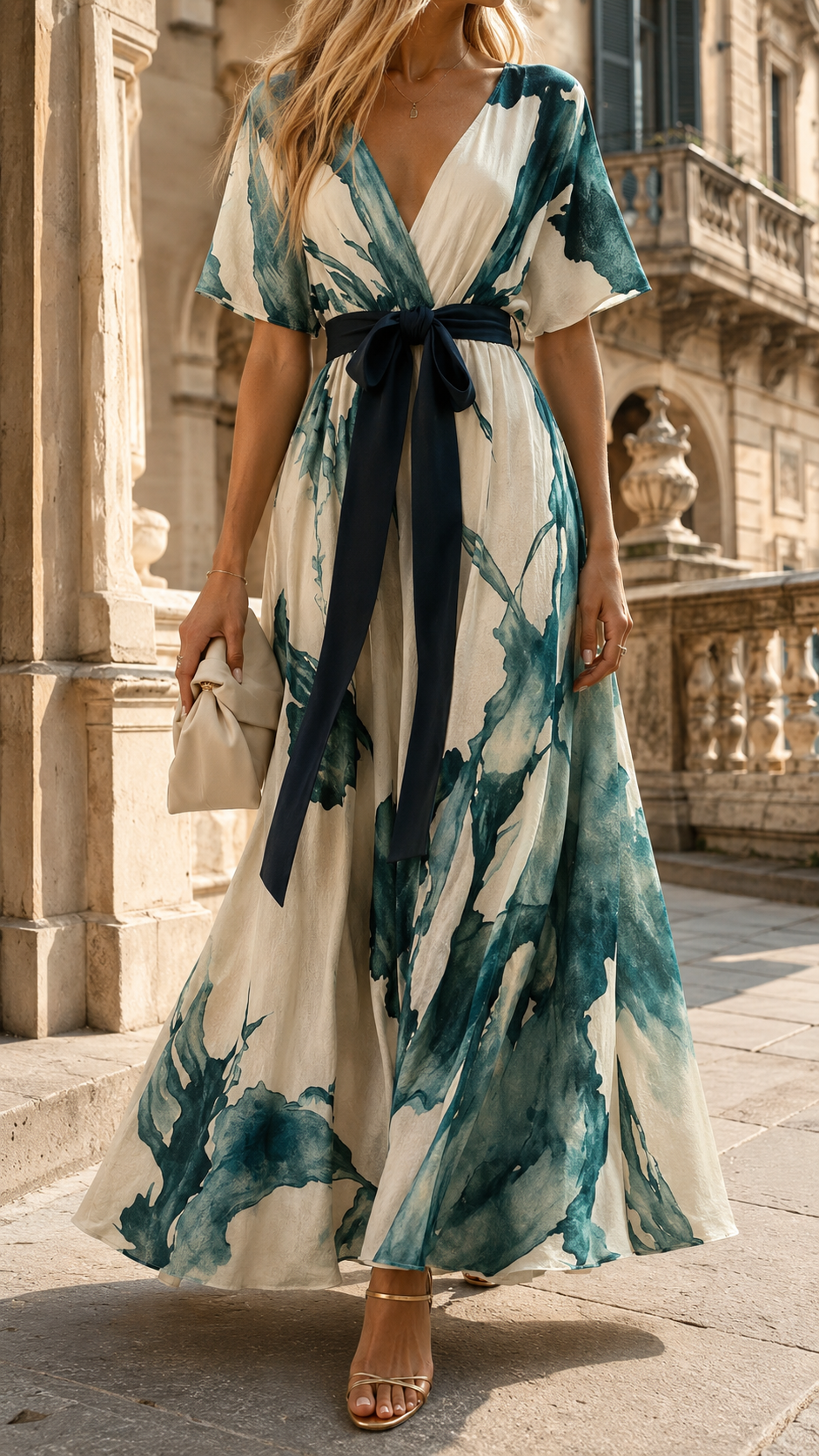 Anica | Vestido Largo Estampado Acuarela
