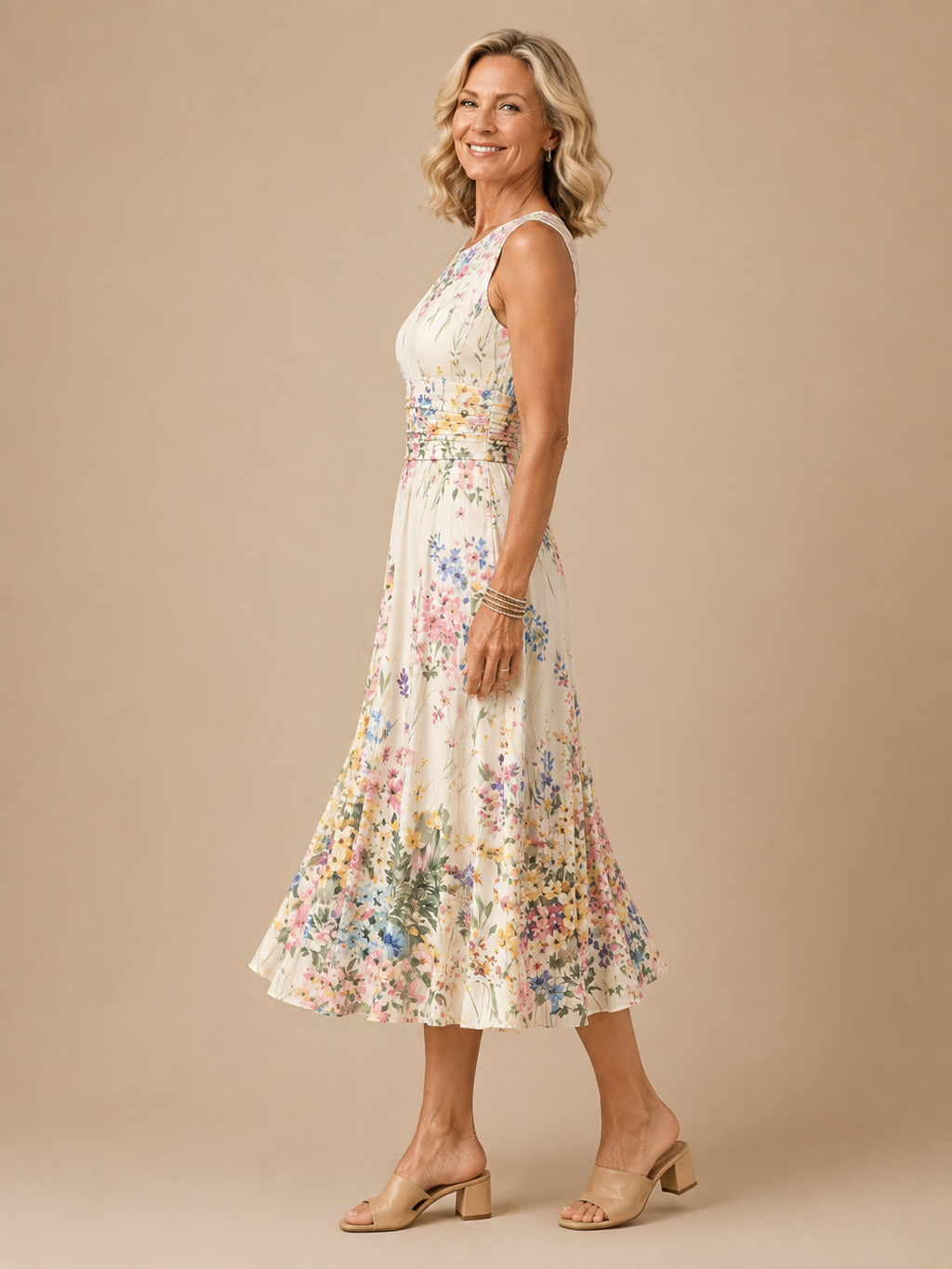 Paige | Vestido Midi Floral sin Mangas