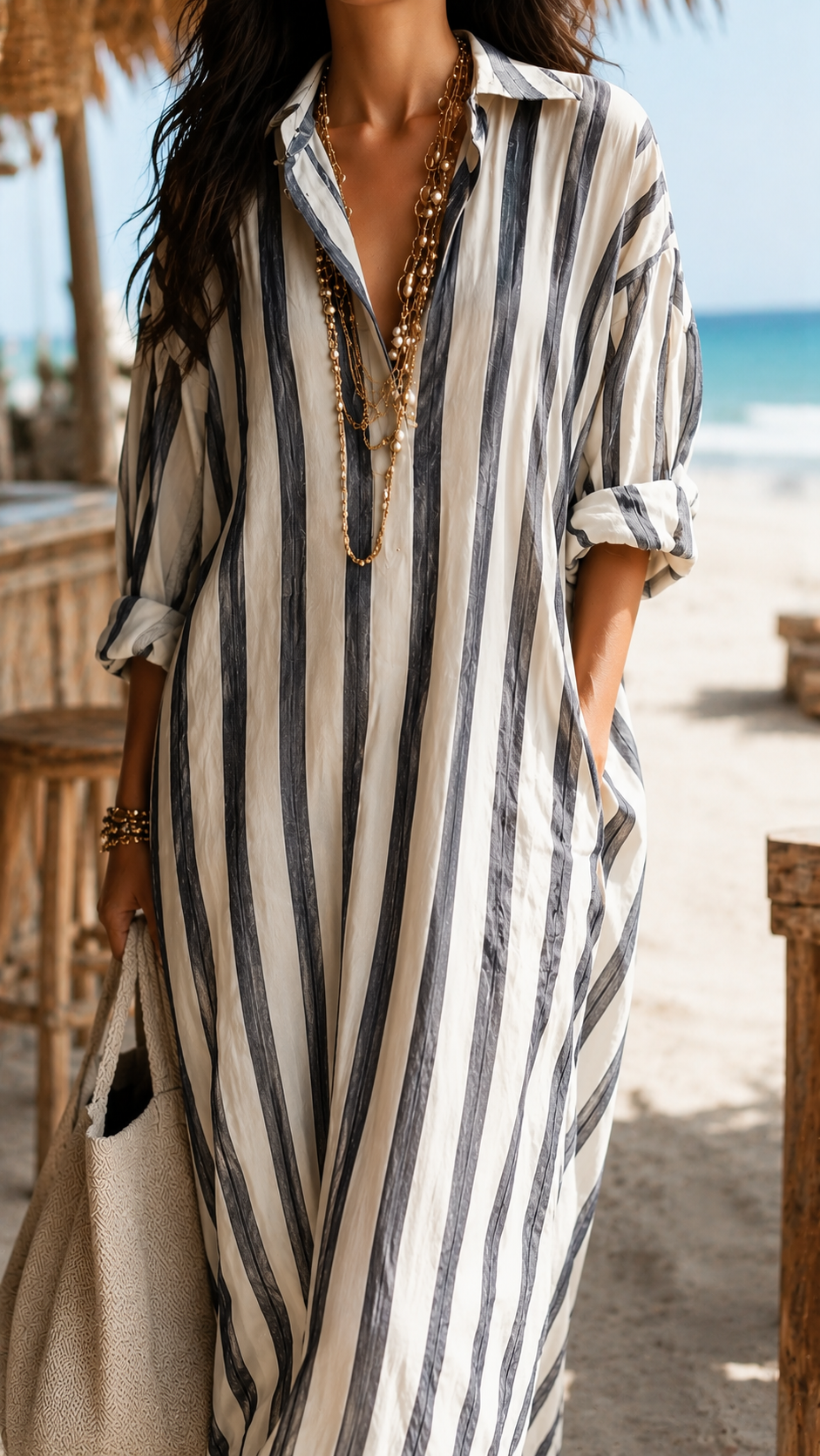 Lucía | Vestido Rayas Costa Azul