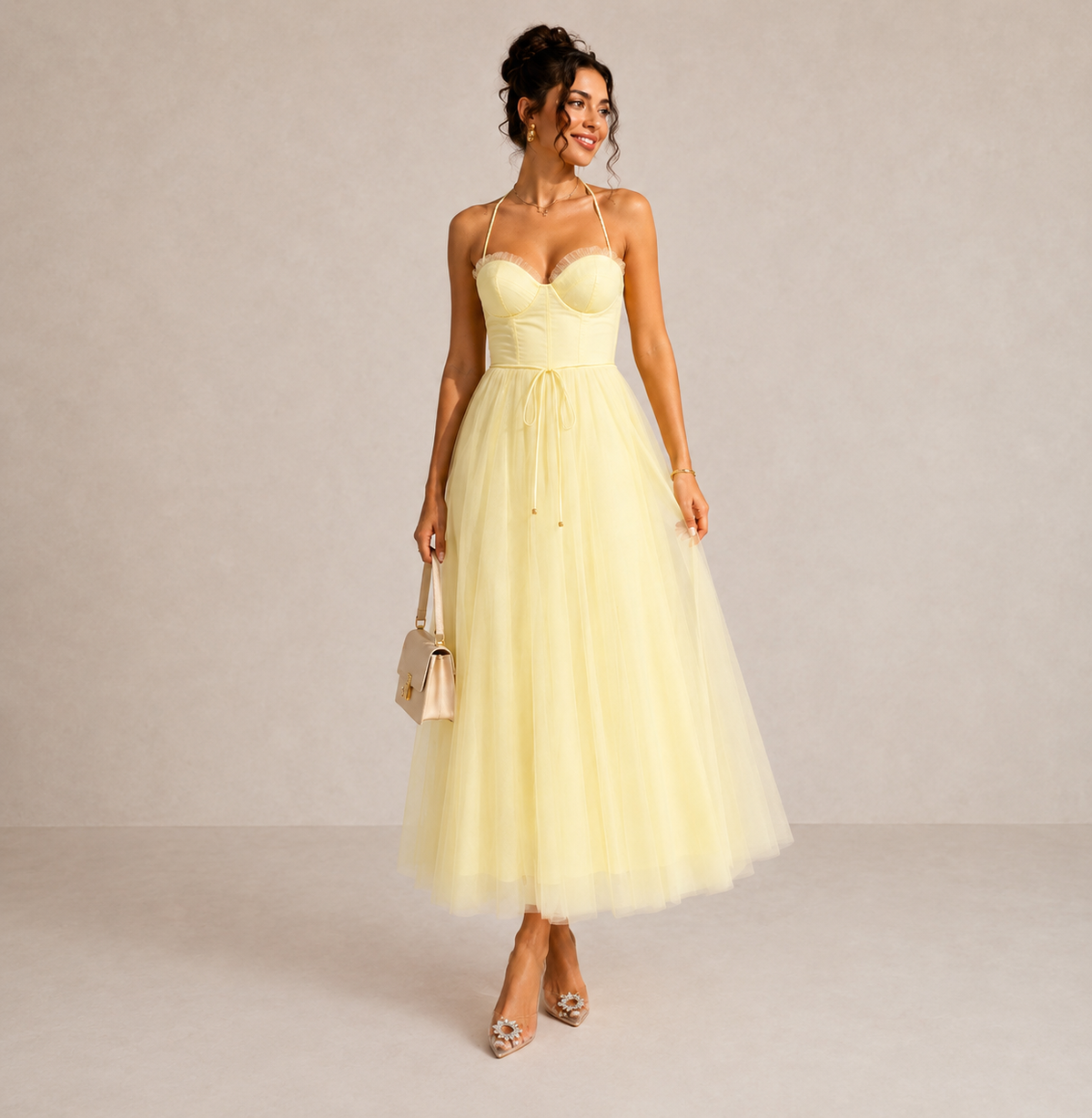 Ines | Vestido midi ceñido a la cintura