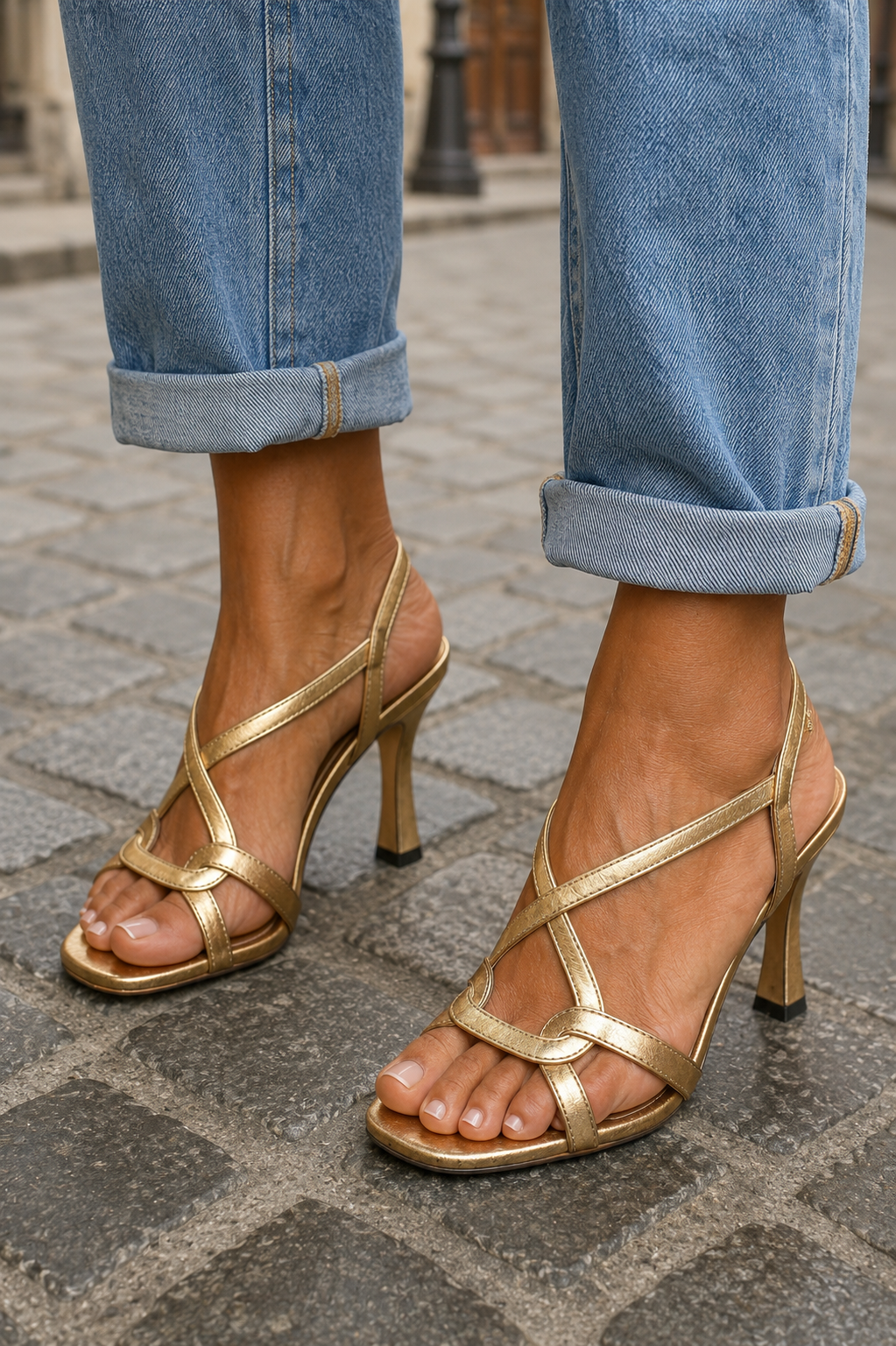 Cassie | Tacón Encanto Dorado de Verano