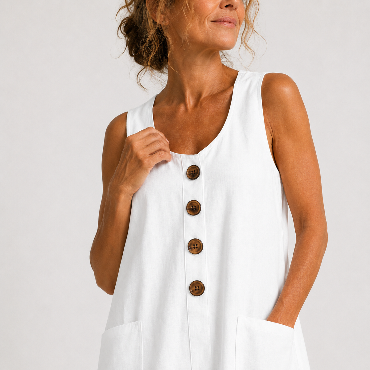 Macey - Vestido de verano de algodón y lino