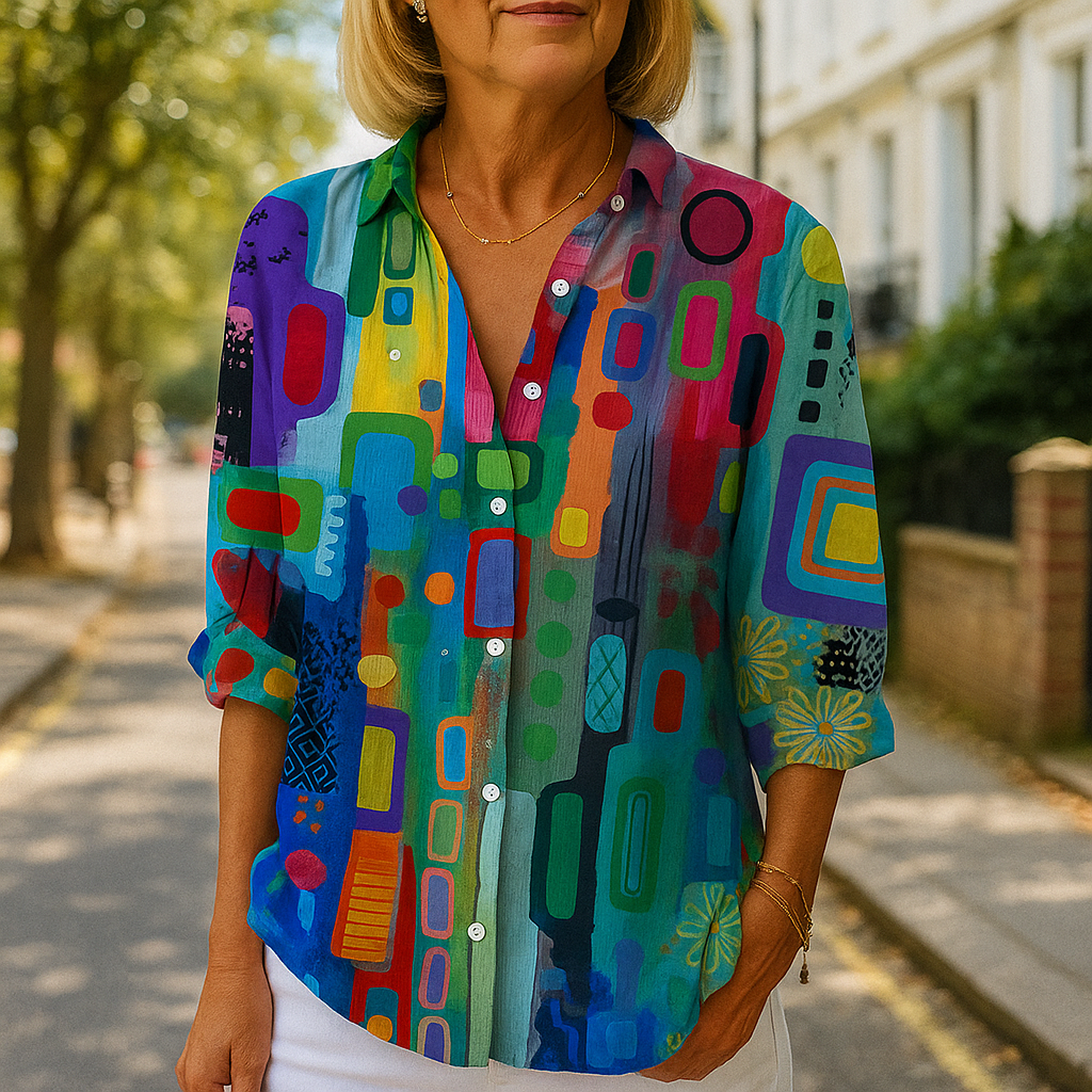 Catalina - Blusa de Botones Artística y Vibrante